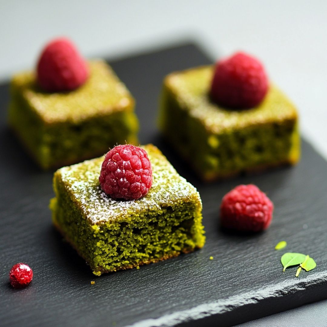 Financiers Thé Matcha et Framboises Image