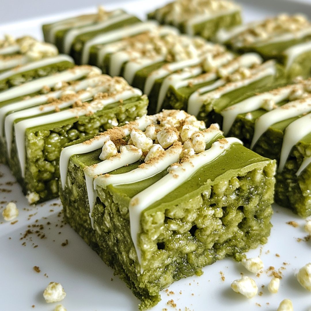 Barres Rice Krispie au Matcha et Chocolat Blanc : Un délice rapide et facile Image