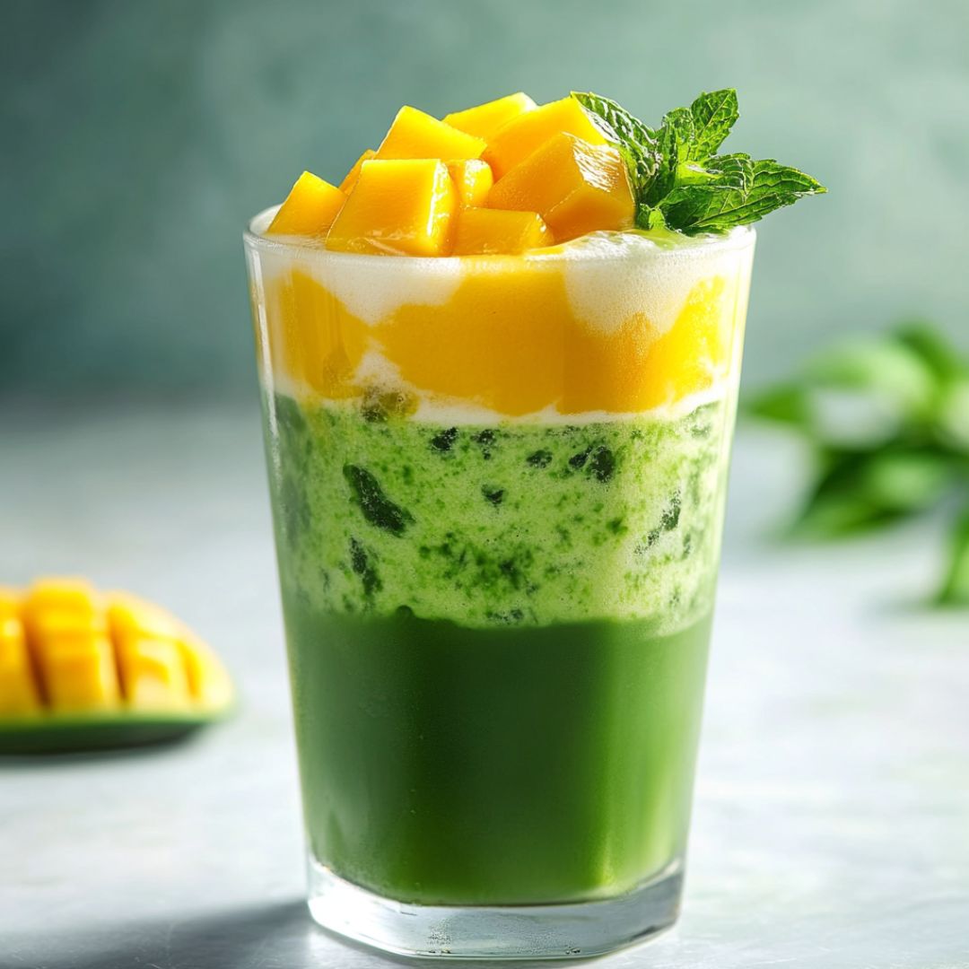 Matcha Latte à la Mangue : Un mélange tropical d'été énergisant Image