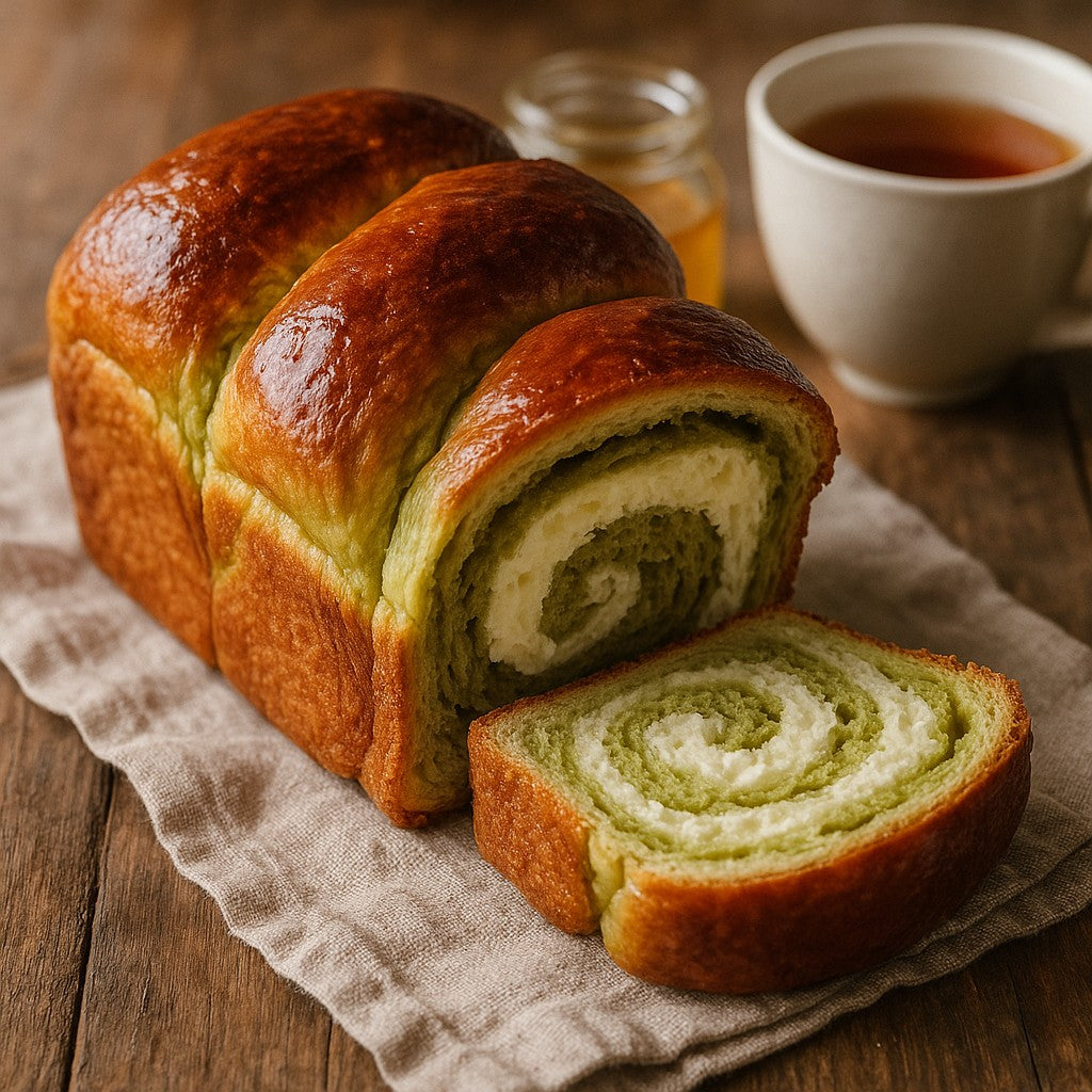 Pain brioché au matcha et fromage frais
