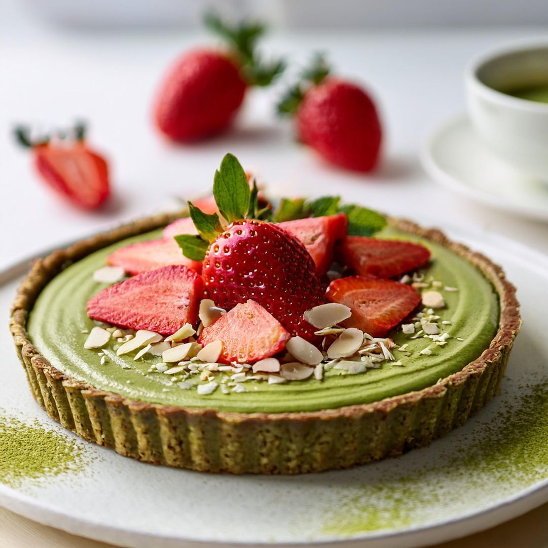 Tarte Crue Vegan au Matcha et Fruits Image